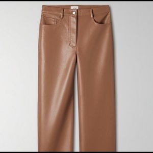 Aritzia brown leather pants, sold out on website, never worn